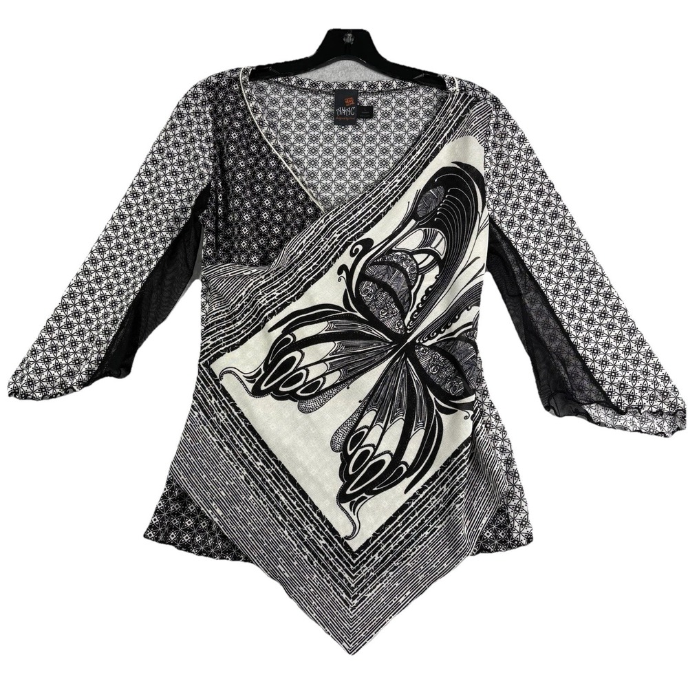 Anac Top Women's L Butterfly Y2K Boot Art To Wear Artsy Shear Whimsigoth VTG